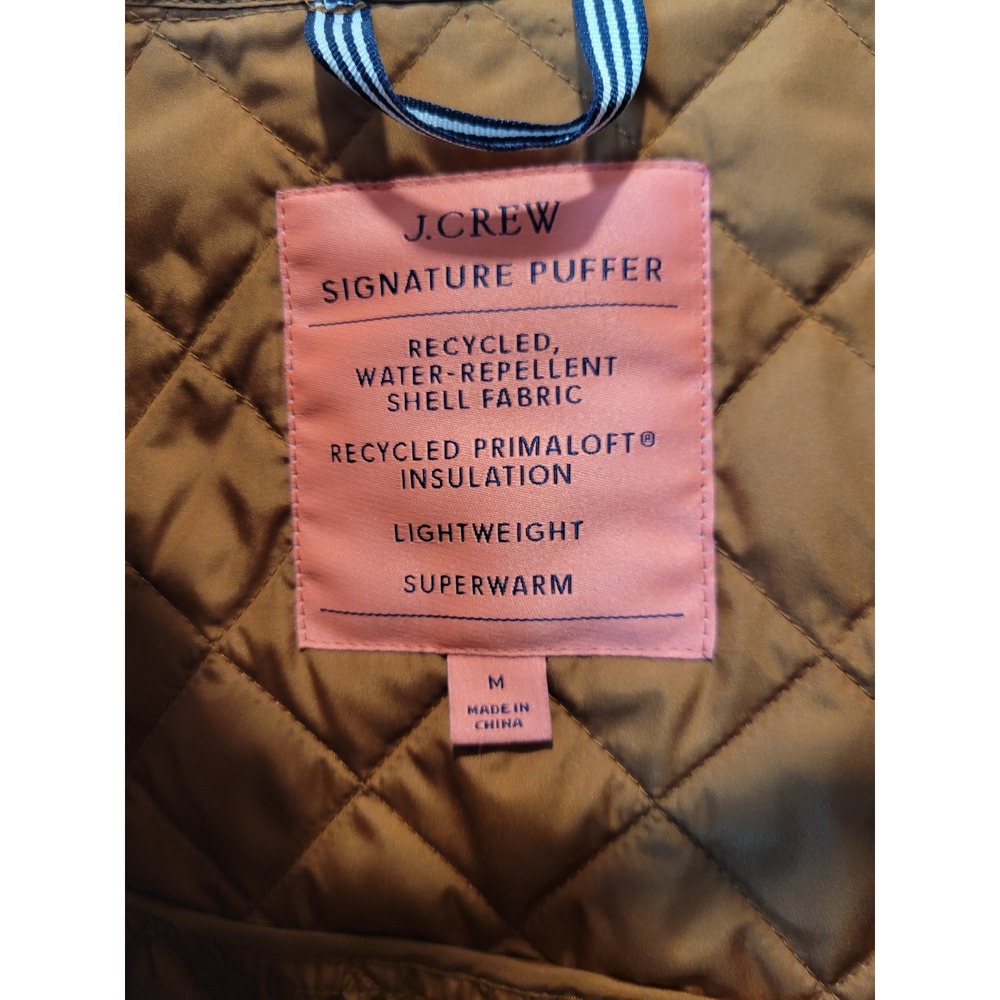J. Crew Signature Hooded Puffer Coat Camel Brown– Women's Medium - Picture 3 of 6